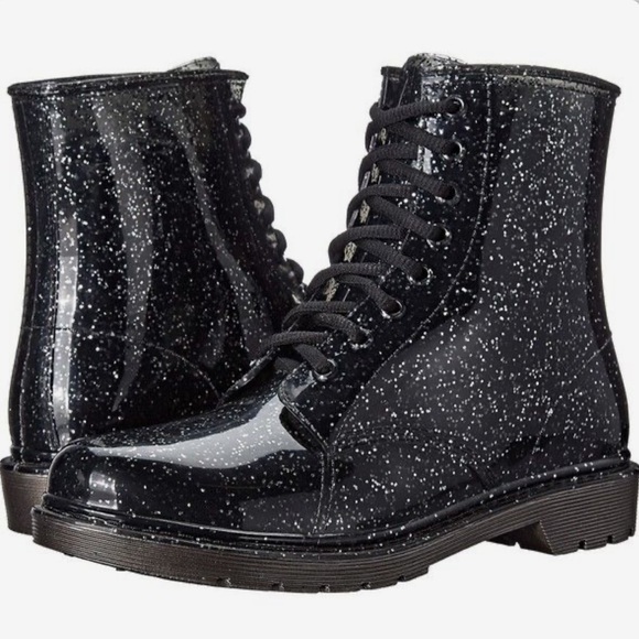 Sam Edelman Circus Translucent Black Glitter Quinn Rubber Combat Boots Size: 7 - Picture 14 of 15